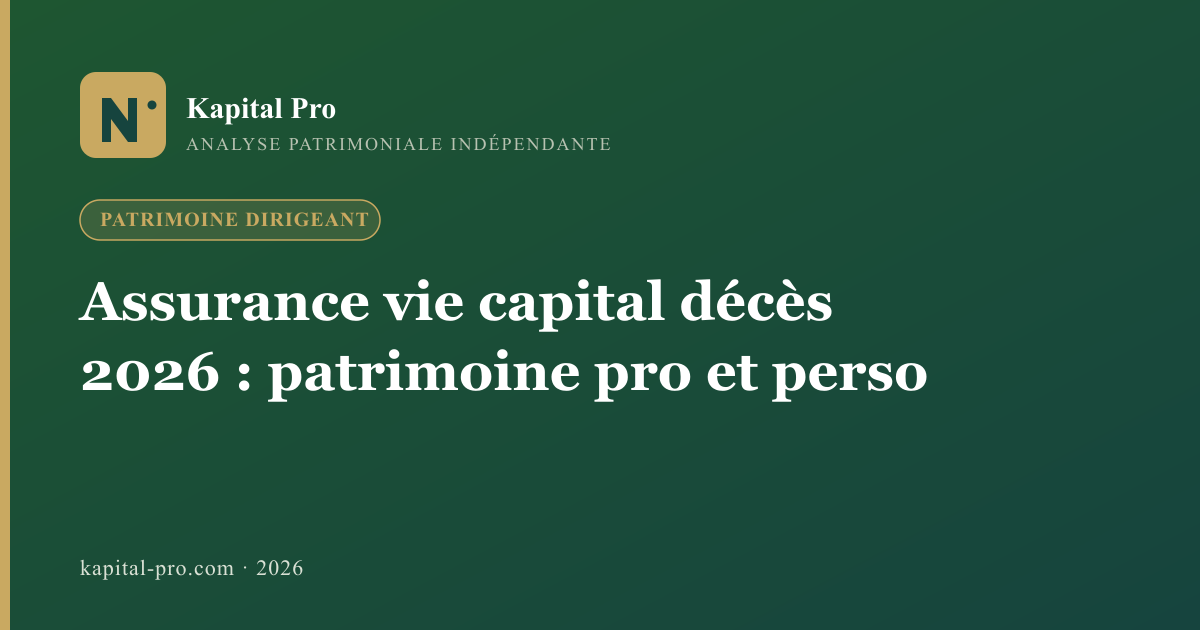 Assurance vie capital décès 2026 : utilité patrimoine pro et perso du dirigeant - Kapital Pro