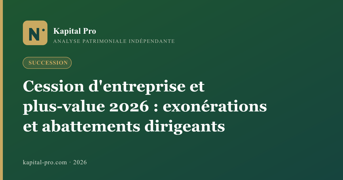 Cession d'entreprise et plus-value 2026 : exonérations et abattements dirigeants - Kapital Pro