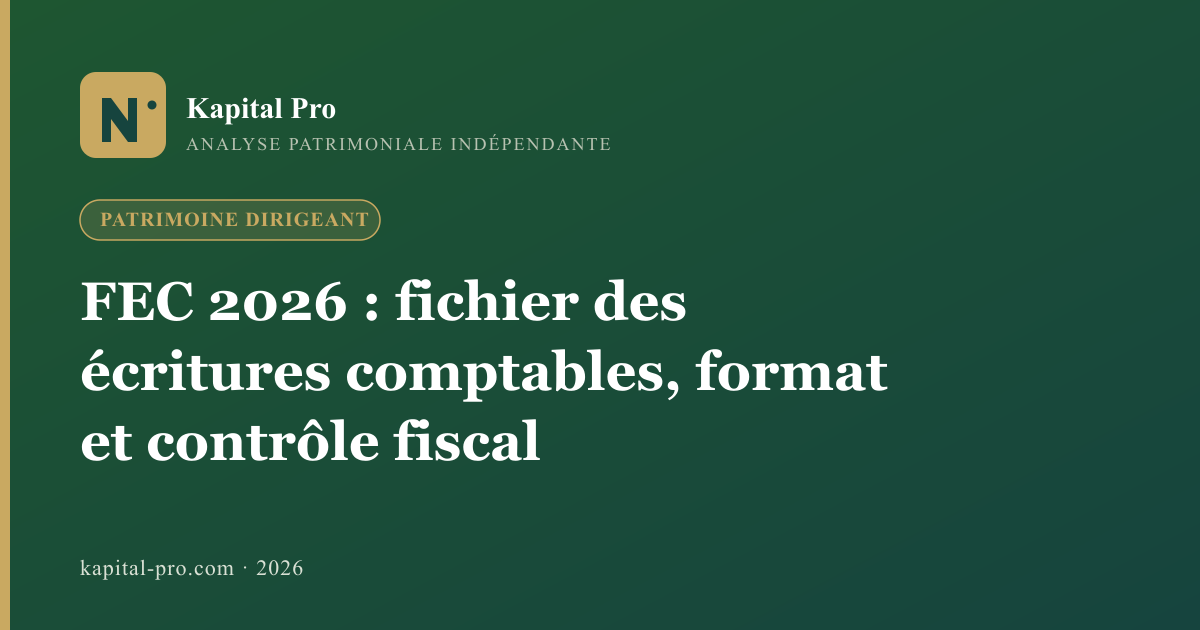 FEC 2026 : fichier des écritures comptables, format et contrôle fiscal - Kapital Pro
