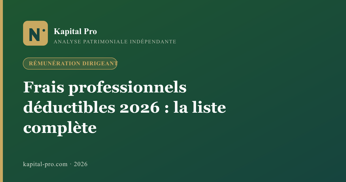 Frais professionnels déductibles 2026 : la liste complète pour dirigeants - Kapital Pro