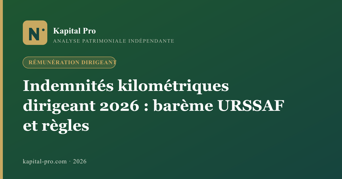 Indemnités kilométriques dirigeant 2026 : barème URSSAF et règles - Kapital Pro