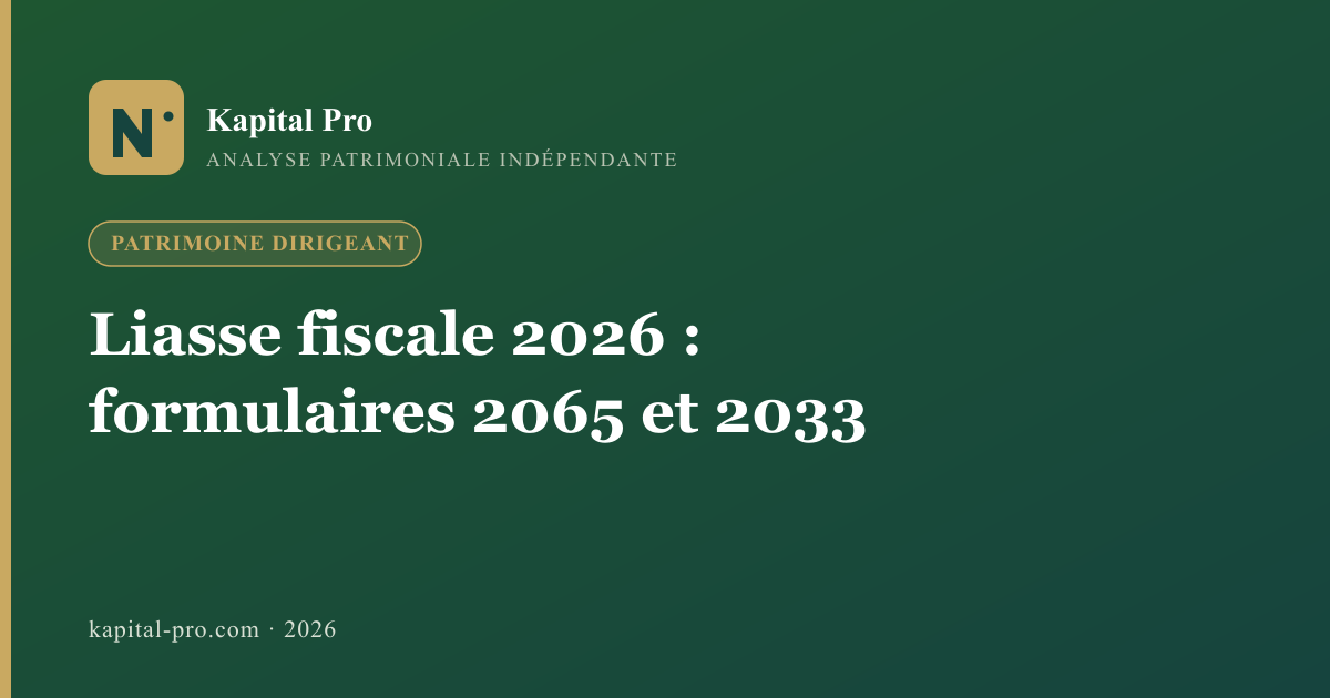 Liasse fiscale 2026 : formulaires 2065, 2033 et télétransmission EDI-TDFC - Kapital Pro