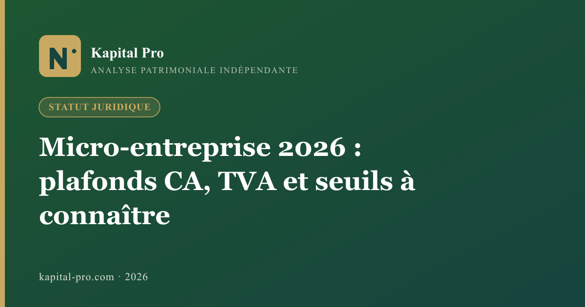 Micro-entreprise 2026 : plafonds CA, TVA et seuils à connaître - Kapital Pro