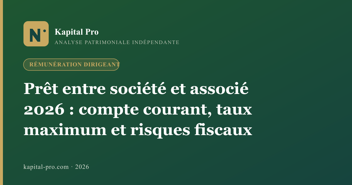 Prêt entre société et associé 2026 : compte courant, taux maximum et risques fiscaux - Kapital Pro