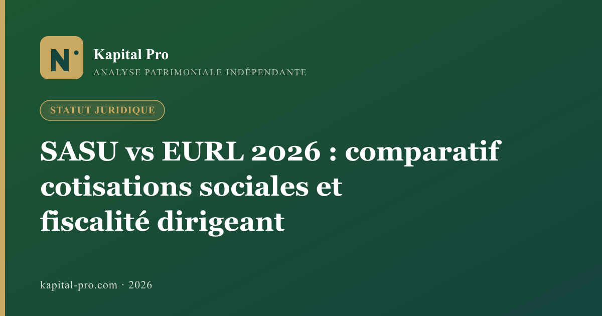 SASU vs EURL 2026 : comparatif cotisations sociales et fiscalité dirigeant - Kapital Pro
