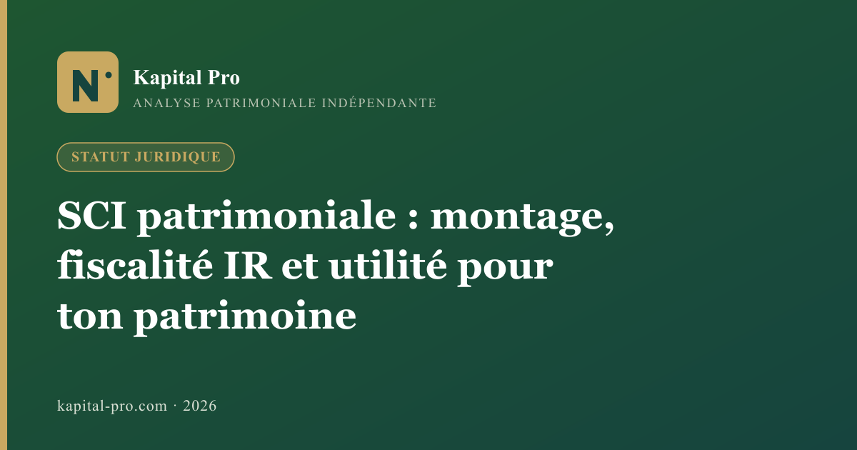 SCI patrimoniale : montage, fiscalité IR et utilité pour ton patrimoine - Kapital Pro
