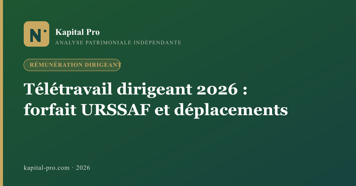 Télétravail dirigeant 2026 : forfait URSSAF et déplacements - Kapital Pro